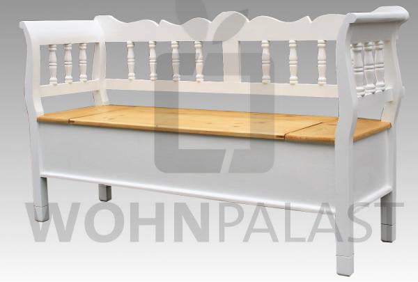 Truhenbank Spindel Aus Weichholz Weiss Natur 240 Cm Landhausmobel Bei Wohnpalast De